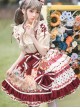 Cherry Fawn Series Sweet Cartoon Print Deer Pattern Decoration Hem Cherry Print Classic Lolita Red Strap Skirt