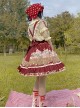 Cherry Fawn Series Sweet Cartoon Print Deer Pattern Decoration Hem Cherry Print Classic Lolita Red Strap Skirt