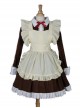 Brown Long Sleeves Cotton Cosplay Maid Costume