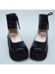 Black 2.6" Heel High Cute PU Round Toe Cross Straps Platform Girls Lolita Shoes