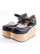 Black 3.7" Heel High Adorable Suede Round Toe Cross Straps Platform Girls Lolita Shoes