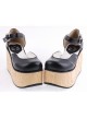 Black 3.7" Heel High Adorable Suede Round Toe Cross Straps Platform Girls Lolita Shoes