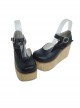 Black 3.7" Heel High Adorable PU Round Toe Cross Straps Platform Girls Lolita Shoes