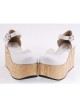 White 3.7" Heel High Lovely PU Round Toe Cross Straps Platform Girls Lolita Shoes