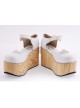 White 3.7" Heel High Lovely PU Round Toe Cross Straps Platform Girls Lolita Shoes