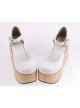 White 3.7" Heel High Lovely PU Round Toe Cross Straps Platform Girls Lolita Shoes