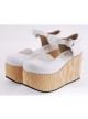 White 3.7" Heel High Lovely PU Round Toe Cross Straps Platform Girls Lolita Shoes