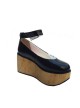 Black 3.1" Heel High Sexy Synthetic Leather Point Toe Ankle Straps Platform Girls Lolita Shoes