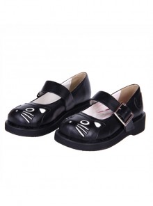 Black 1.2" Heel High Gorgeous Patent Leather Point Toe Ankle Straps Platform Girls Lolita Shoes