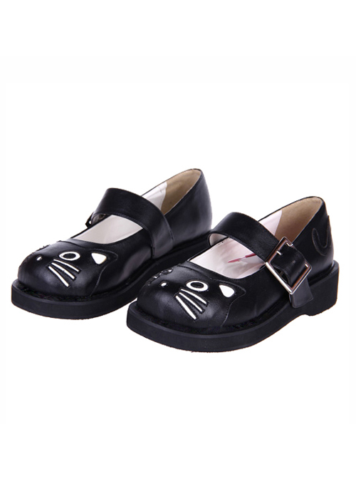 Black 1.2" Heel High Gorgeous Patent Leather Point Toe Ankle Straps Platform Girls Lolita Shoes