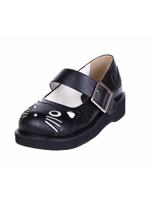 Black 1.2" Heel High Gorgeous Patent Leather Point Toe Ankle Straps Platform Girls Lolita Shoes