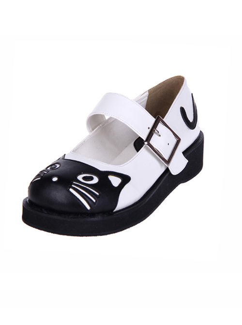 Black 1.2" Heel High Gorgeous Patent Leather Point Toe Ankle Straps Platform Girls Lolita Shoes