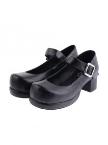 Black Heel High Sexy Polyurethane Point Toe Ankle Straps Platform Girls Lolita Shoes