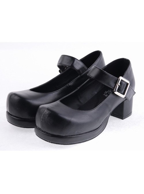 Black Heel High Sexy Polyurethane Point Toe Ankle Straps Platform Girls Lolita Shoes