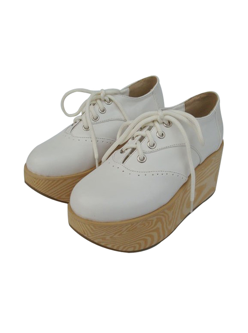 White 3.1" Heel High Classic Patent Leather Point Toe Ankle Straps Platform Girls Lolita Shoes