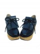 Black 3.1" Heel High Romatic Synthetic Leather Point Toe Ankle Straps Platform Girls Lolita Shoes