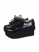 Black 3.1" Heel High Sexy Patent Leather Point Toe Ankle Straps Platform Girls Lolita Shoes