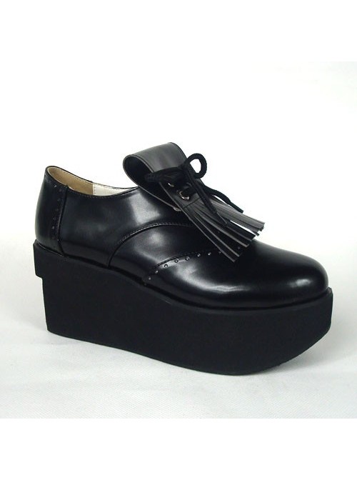 Black 3.1" Heel High Sexy Patent Leather Point Toe Ankle Straps Platform Girls Lolita Shoes