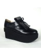 Black 3.1" Heel High Sexy Patent Leather Point Toe Ankle Straps Platform Girls Lolita Shoes