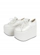 White 3.9" Heel High Cute Suede Point Toe Ankle Straps Platform Girls Lolita Shoes