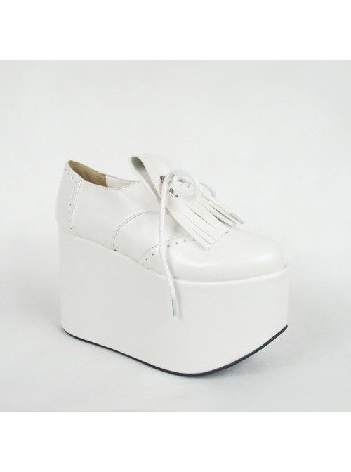 White 3.9" Heel High Cute Suede Point Toe Ankle Straps Platform Girls Lolita Shoes