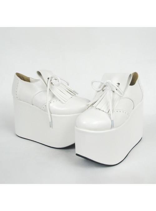 White 3.9" Heel High Cute Suede Point Toe Ankle Straps Platform Girls Lolita Shoes