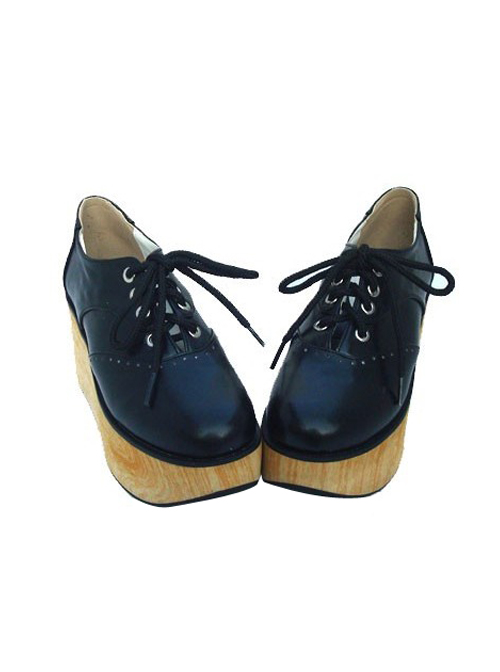 Black 3.1" Heel High Gorgeous Patent Leather Point Toe Ankle Straps Platform Girls Lolita Shoes