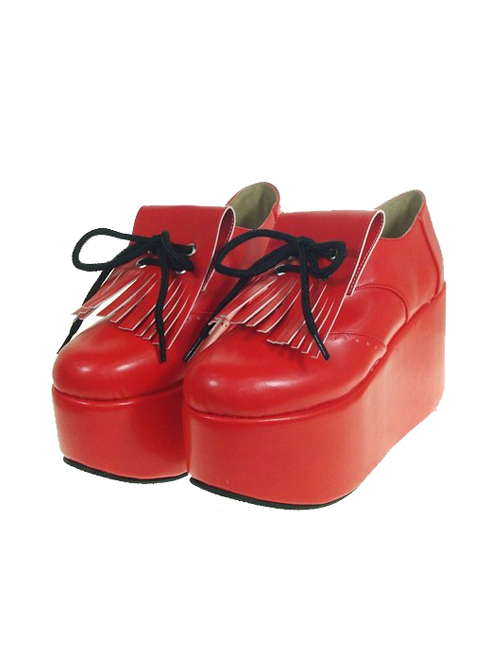 Red 3.9" Heel High Sexy Patent Leather Point Toe Ankle Straps Platform Girls Lolita Shoes