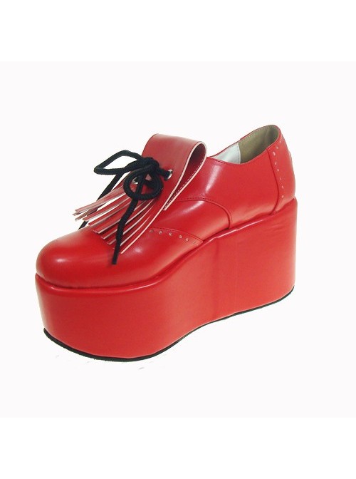 Red 3.9" Heel High Sexy Patent Leather Point Toe Ankle Straps Platform Girls Lolita Shoes