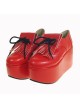 Red 3.9" Heel High Sexy Patent Leather Point Toe Ankle Straps Platform Girls Lolita Shoes