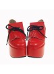 Red 3.9" Heel High Sexy Patent Leather Point Toe Ankle Straps Platform Girls Lolita Shoes