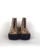 Leopard Brown 3.1" Heel High Special Synthetic Leather Round Toe Ankle Straps Platform Girls Lolita Shoes