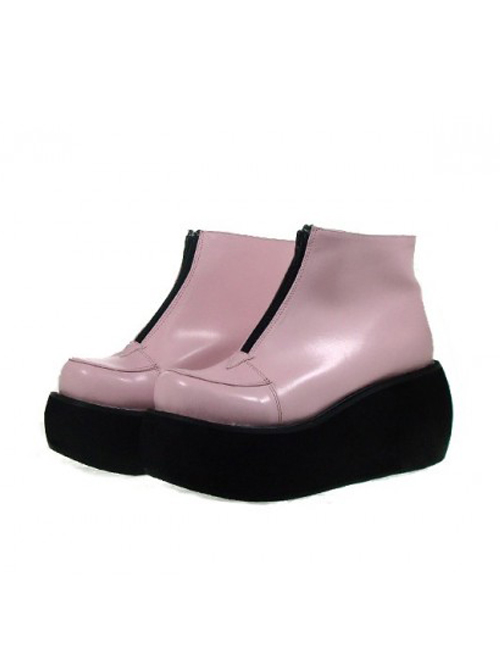 Pink 3.1" Heel High Lovely Polyurethane Round Toe Ankle Straps Platform Lady Lolita Shoes