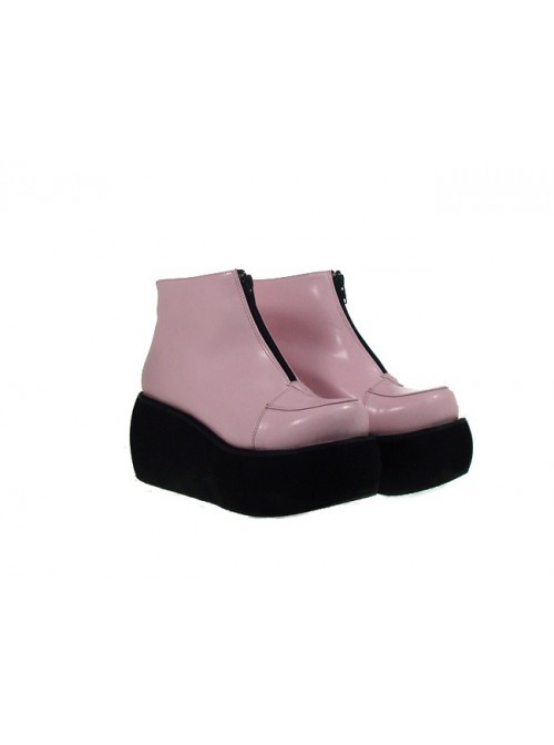 Pink 3.1" Heel High Lovely Polyurethane Round Toe Ankle Straps Platform Lady Lolita Shoes