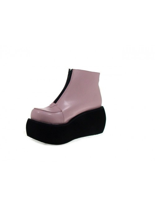 Pink 3.1" Heel High Lovely Polyurethane Round Toe Ankle Straps Platform Lady Lolita Shoes