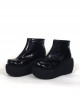 Black 3.1" Heel High Special Patent Leather Round Toe Ankle Straps Platform Lady Lolita Shoes