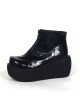 Black 3.1" Heel High Special Patent Leather Round Toe Ankle Straps Platform Lady Lolita Shoes