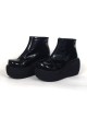 Black 3.1" Heel High Special Patent Leather Round Toe Ankle Straps Platform Lady Lolita Shoes