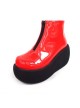 Red 3.1" Heel High Sexy Suede Round Toe Ankle Straps Platform Lady Lolita Shoes