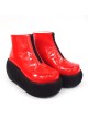 Red 3.1" Heel High Sexy Suede Round Toe Ankle Straps Platform Lady Lolita Shoes