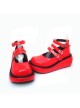 Red 2.5" Heel High Romatic Patent Leather Round Toe Ankle Straps Platform Lady Lolita Shoes