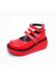 Red 2.5" Heel High Romatic Patent Leather Round Toe Ankle Straps Platform Lady Lolita Shoes