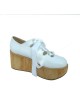 White 3.1" Heel High Lovely Patent Leather Round Toe Ankle Straps Platform Lady Lolita Shoes