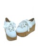 White 3.1" Heel High Lovely Patent Leather Round Toe Ankle Straps Platform Lady Lolita Shoes