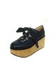 Black 3.1" Heel High Lovely Patent Leather Round Toe Ankle Straps Platform Lady Lolita Shoes