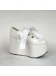 White 3.9" Heel High Adorable Suede Round Toe Ankle Straps Platform Lady Lolita Shoes