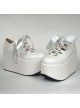 White 3.9" Heel High Adorable Suede Round Toe Ankle Straps Platform Lady Lolita Shoes