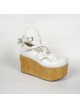 White 3.9" Heel High Lovely Suede Round Toe Cross Straps Platform Lady Lolita Shoes