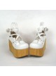 White 3.9" Heel High Lovely Suede Round Toe Cross Straps Platform Lady Lolita Shoes