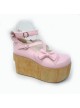 Pink 3.9" Heel High Glamorous Suede Round Toe Cross Straps Platform Lady Lolita Shoes